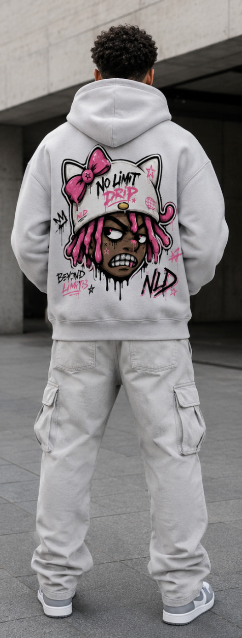 No Limit Drip Sunfade Boxy Zip Hoodie – Heavyweight Oversized Fleece